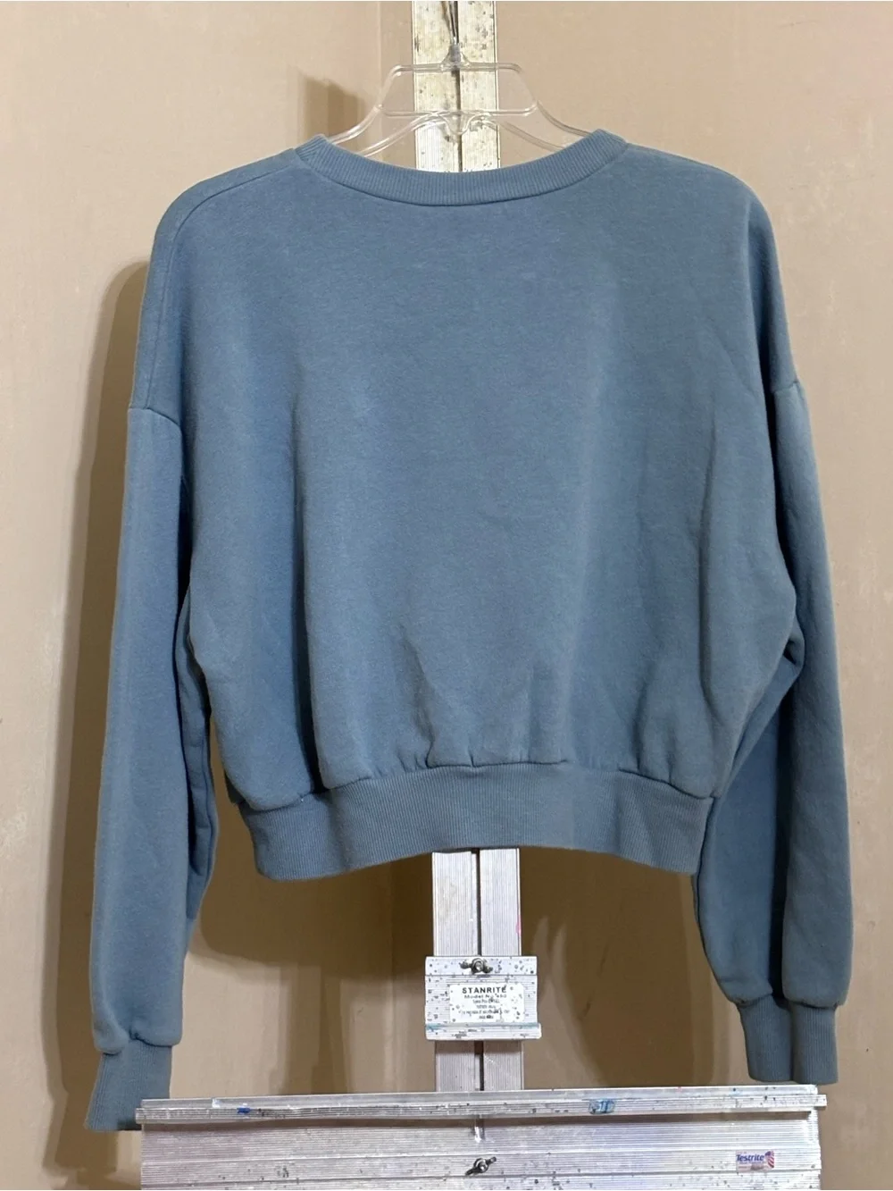 Wild Fable Target Cropped Crewneck Sweatshirt Sage Green Soft Pullover - Picture 3 of 7